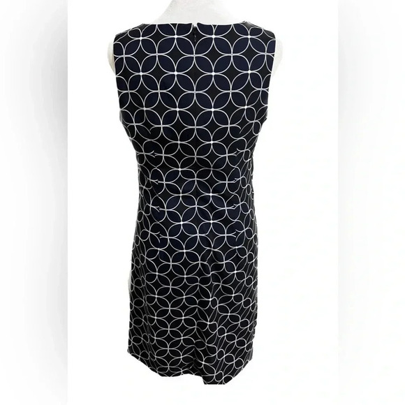 NWT Ann Taylor sleeveless navy/black circle pattern dress size 2 - Picture 5 of 9